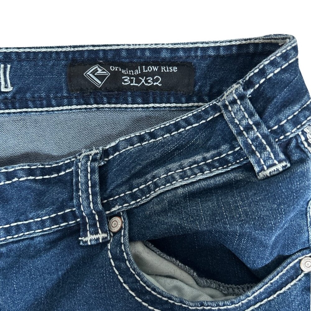 Rock & Roll Cowgirl Dark Wash Bootcut Jeans Western Rodeo Low Rise | 34 - Picture 6 of 13